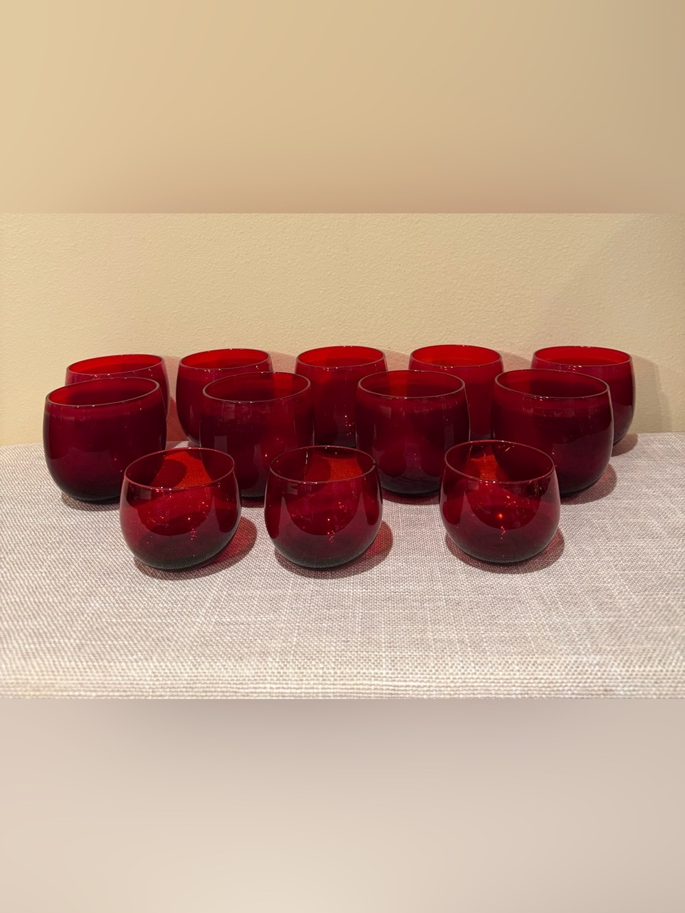 Vintage Anchor Hocking Royal Ruby Red Roly Poly Tumblers - 12 Piece Set